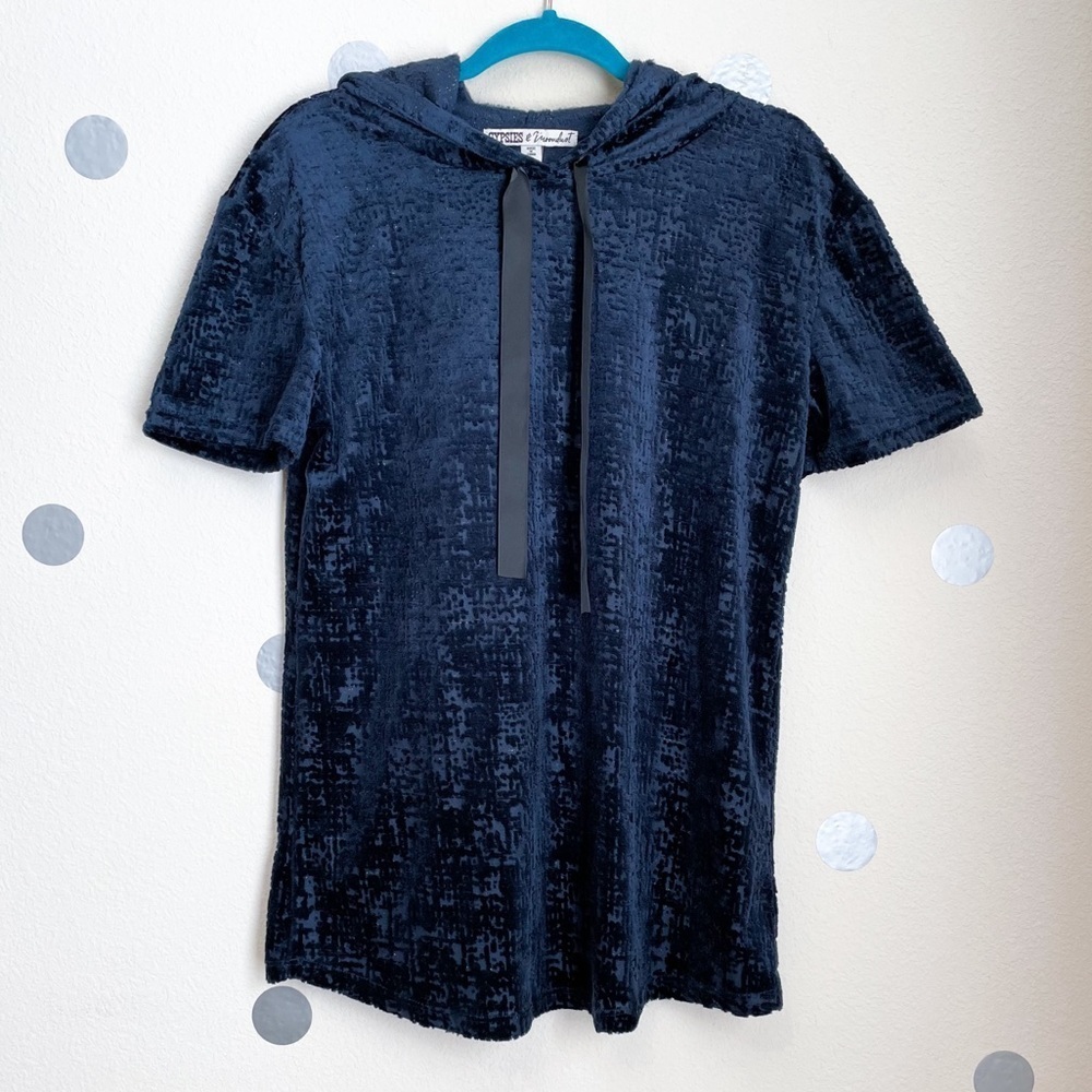 Gypsies & Moondust Burnout Velvet Hoodie Top